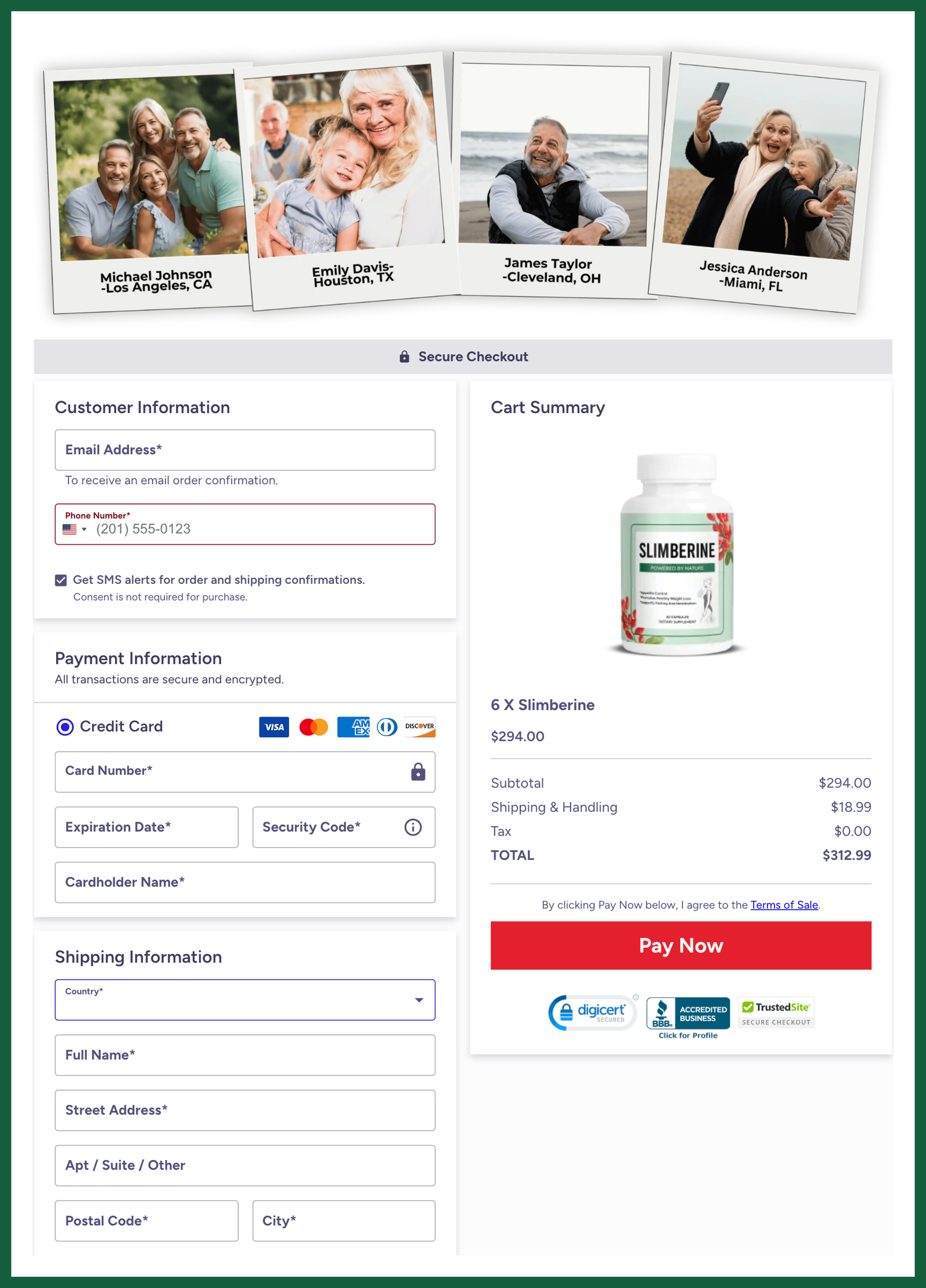 SlimBerine Official Website Secure Order Page